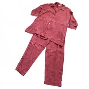 Bryn Walker Lagenlook Linen Matching Set Shirt Pants Oversized Women's Size XS/M